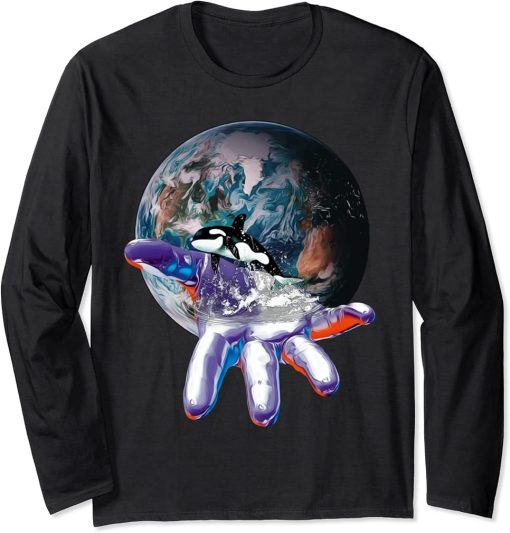 Orca Motif Whale Ocean Predator Design Animals Orcas Long Sleeve T-Shirt