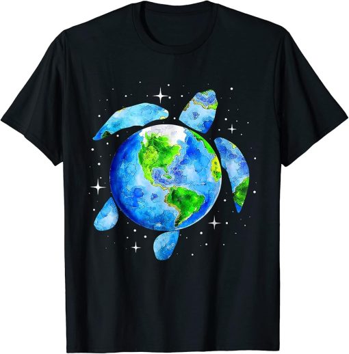 Earth Day 2023 Restore Save The Planet Earth Sea Turtle Art T-Shirt