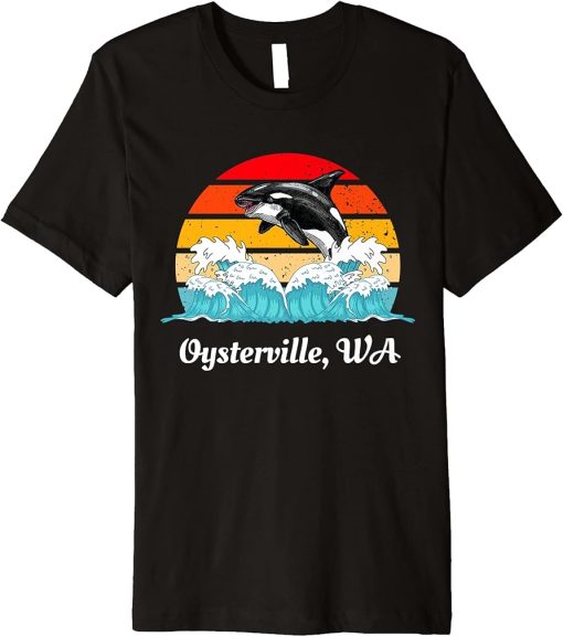 Vintage Oysterville WA Distressed Orca Killer Whale Art Premium T-Shirt