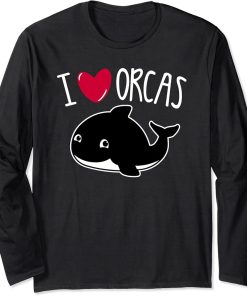 I Love Orcas Funny Orca Killer Whale Lover Cute Art Graphic Long Sleeve T-Shirt